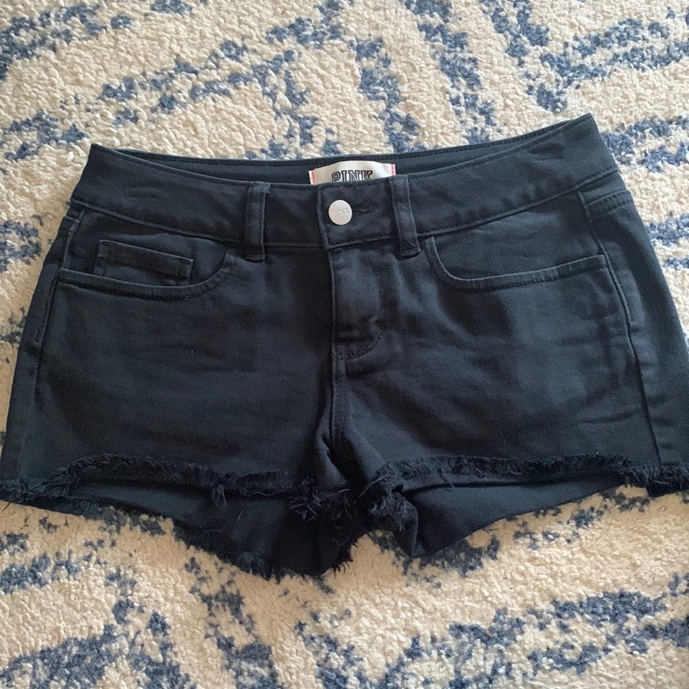 PINK- black denim shorts